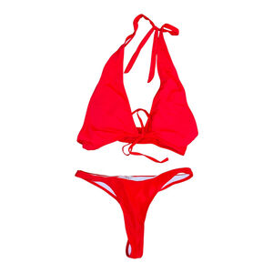 Red Thong Two Piece Swimsuit Size M